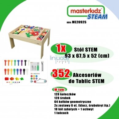 MOKOMASIS MEDINIS STEAM STALAS SU PRIEDAIS, ME20925 1