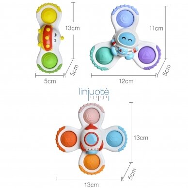 BABY SENSORINĖ PRIEMONĖ - SUKAMASIS SPINNERIS POP IT,3 vnt.,  47955 4